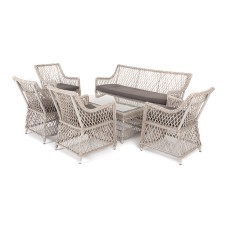 "Асти" лаунж-зона из искусственного ротанга на 6 персоны, цвет бежевый