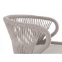 "Милан" стул плетеный из роупа, каркас алюминий белый муар, роуп бежевый круглый, ткань бежевая 052