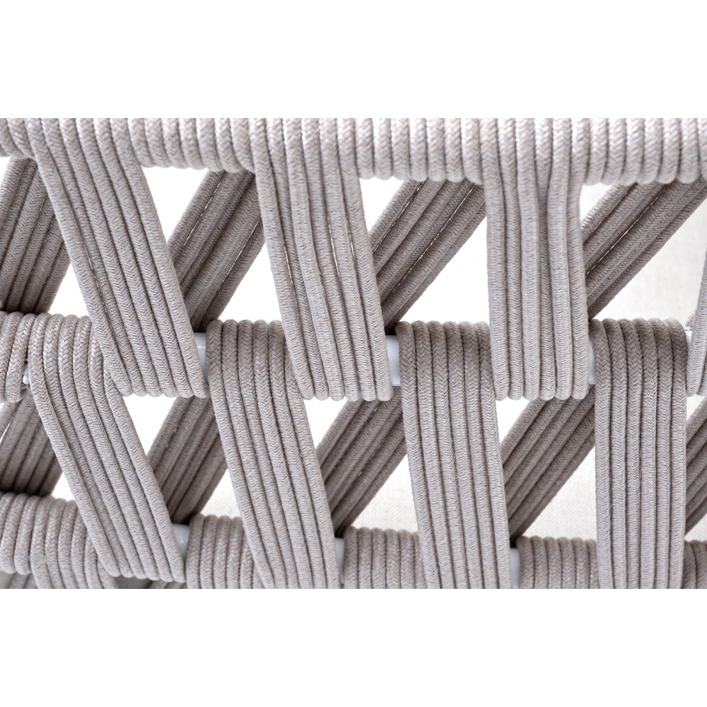 "Диего" кресло плетеное из роупа, основание дуб, каркас алюминий светло-серый (RAL7035) шагрень, роуп бежевый круглый, ткань бежевая 15052 "Диего" кресло плетеное из роупа, основание дуб, каркас алюминий светло-серый (RAL7035) шагрень, роуп бежевый круглый, ткань бежевая 15052