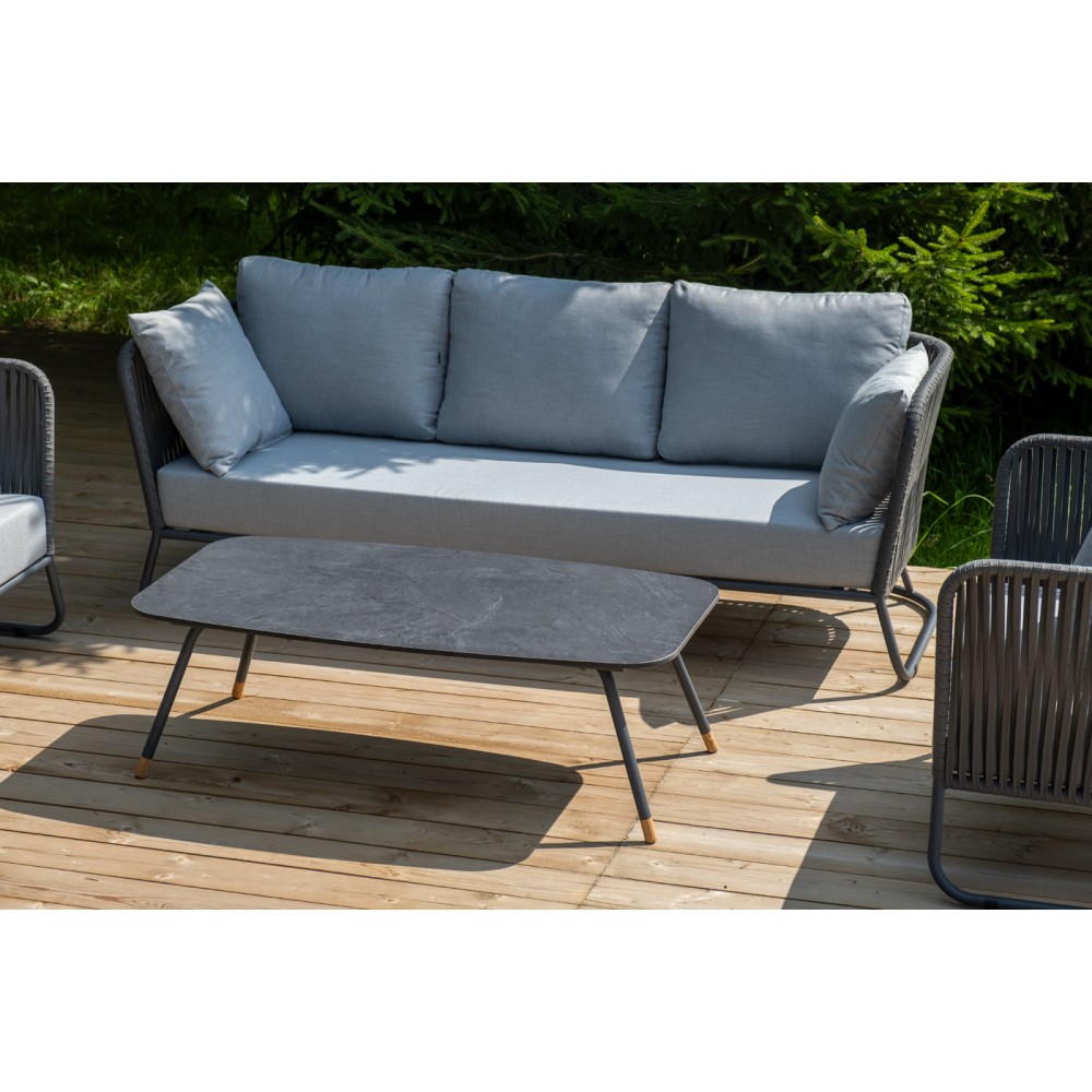 "Багамы" диван 3-местный плетеный из роупа, каркас алюминий темно-серый (RAL7024) муар, роуп серый 15мм, ткань светло-серая "Багамы" диван 3-местный плетеный из роупа, каркас алюминий темно-серый (RAL7024) муар, роуп серый 15мм, ткань светло-серая