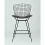 Стул полубарный с низкой спинкой Bertoia черный с черной подушкой
