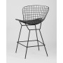 Стул полубарный с низкой спинкой Bertoia черный с черной подушкой