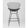 Стул полубарный с низкой спинкой Bertoia черный с черной подушкой