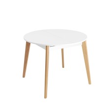 Стол Rondo 100-135*100 бук/белый
