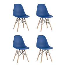 Стул Eames Style DSW синий x4 (разборный каркас)
