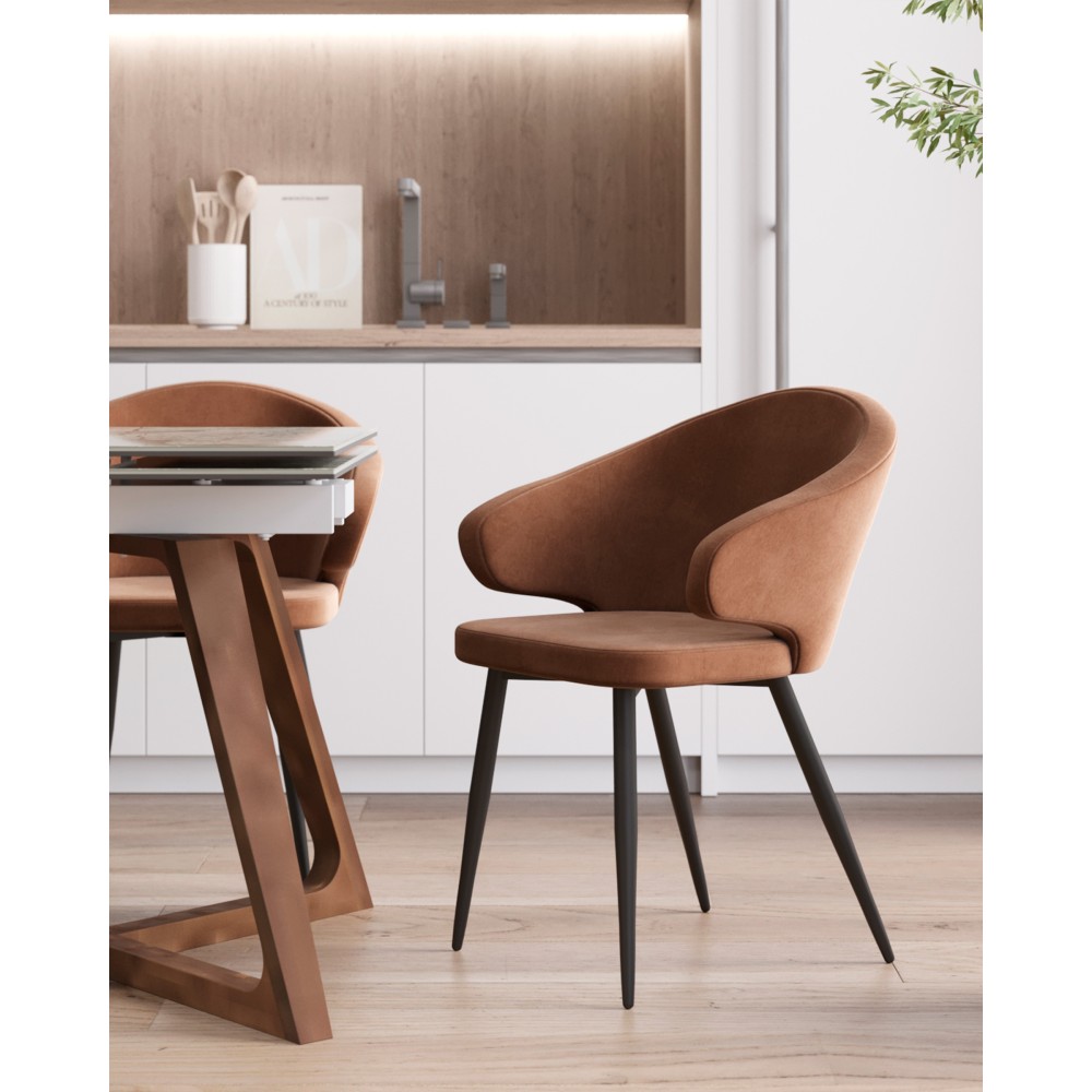 Стул с подлокотниками Codo велюр коричневый Стул с подлокотниками Codo велюр коричневый