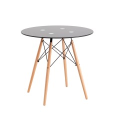 Стол круглый EAMES DSW NEW D=80 стеклянный черный