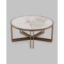 Журнальный столик Алиада 90х90 см светлая керамика сталь шампань Журнальный столик Алиада 90х90 см светлая керамика сталь шампань