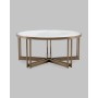 Журнальный столик Алиада 90х90 см светлая керамика сталь шампань Журнальный столик Алиада 90х90 см светлая керамика сталь шампань