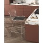 Стул полубарный с низкой спинкой Bertoia хромированный с черной подушкой