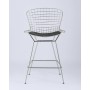 Стул полубарный с низкой спинкой Bertoia хромированный с черной подушкой