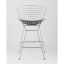 Стул полубарный с низкой спинкой Bertoia хромированный с черной подушкой