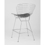 Стул полубарный с низкой спинкой Bertoia хромированный с черной подушкой
