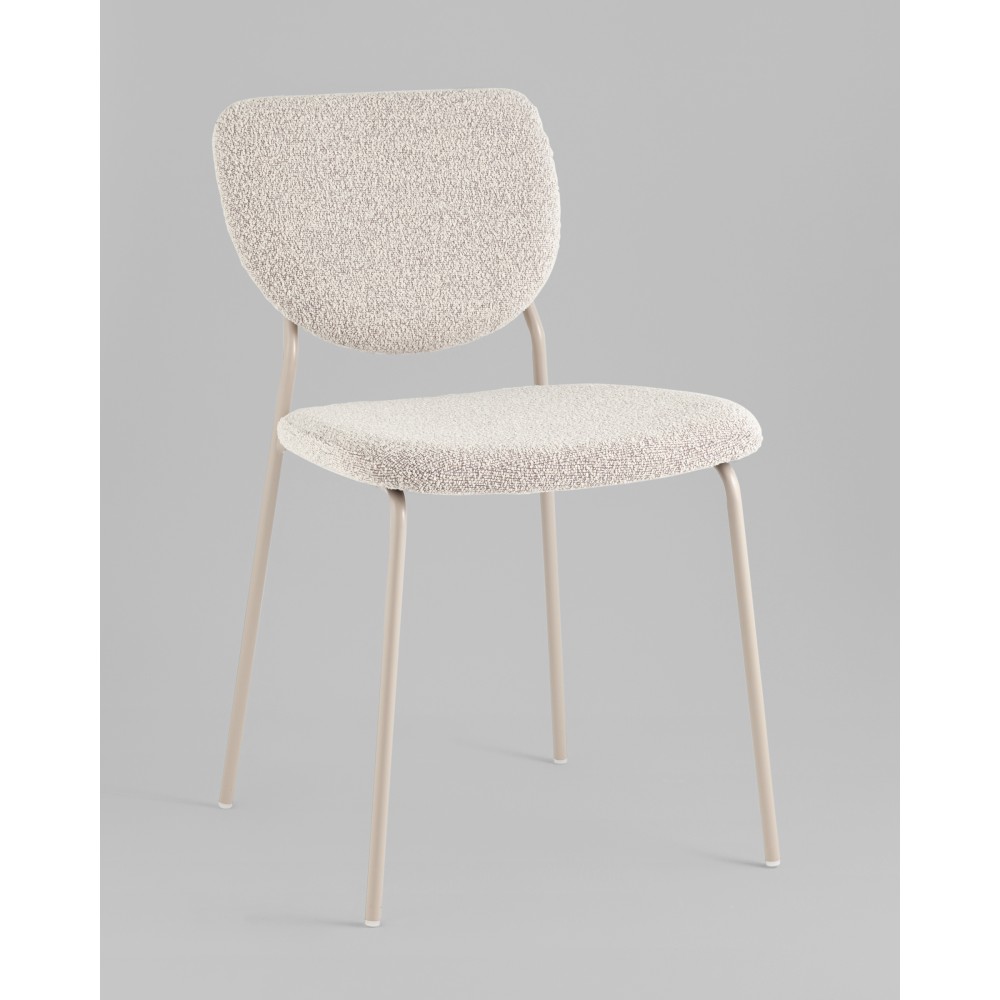 Стул обеденный Gigi серо-бежевый букле кремовые ножки Стул обеденный Gigi серо-бежевый букле кремовые ножки