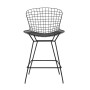 Стул полубарный с низкой спинкой Bertoia черный с черной подушкой 4 шт.