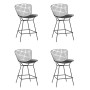 Стул полубарный с низкой спинкой Bertoia черный с черной подушкой 4 шт.
