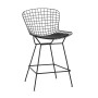 Стул полубарный с низкой спинкой Bertoia черный с черной подушкой 4 шт.