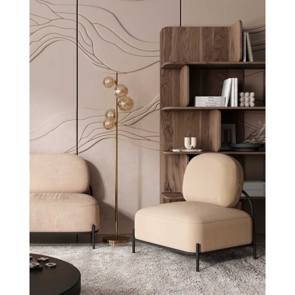 Кресло Стоун велюр рельефный молочный Кресло Стоун велюр рельефный молочный