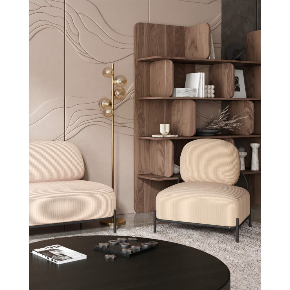 Кресло Стоун велюр рельефный молочный Кресло Стоун велюр рельефный молочный