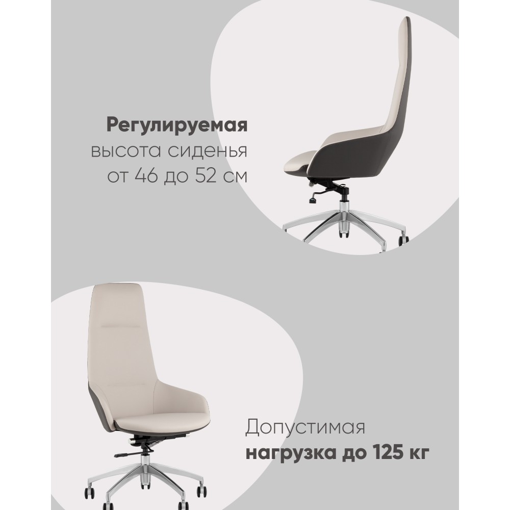 Кресло руководителя TopChairs Soulo светло-серый, коричневый Кресло руководителя TopChairs Soulo светло-серый, коричневый