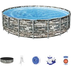 Каркасный бассейн Bestway Power Steel 56883 (610x132, с фильтр-насосом и лестницей)