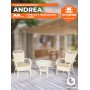 Комплект террасный ANDREA (стол кофейный со стеклом + 2 кресла + подушки)