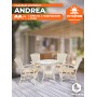 Комплект обеденный "ANDREA" ( стол со стеклом + 4 кресла + подушки)