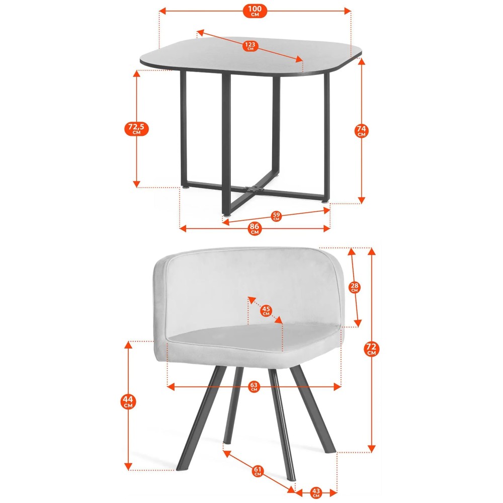 Комплект (стол, 4 стула) QUADRON (mod. PT14) Комплект (стол, 4 стула) QUADRON (mod. PT14)