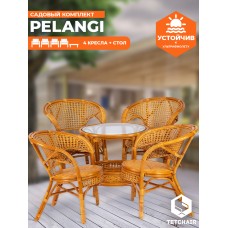 Комплект "PELANGI"  02/15 ( стол со стеклом + 4 кресла ) [без подушек]