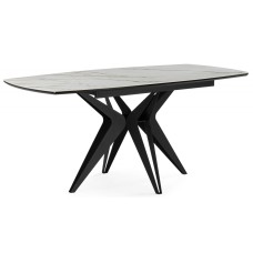 Керамический стол Риполь 160(205)х89 белый с прожилками gilt white / черный