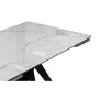 Стол стеклянный Блэкберн 140(200)х80 кристл белый мрамор / черный