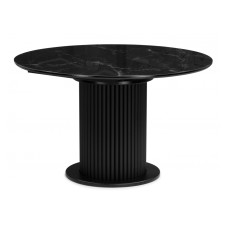 Стол стеклянный Фостер 120(160)х120х76 черный мрамор / черная шагрень / черный