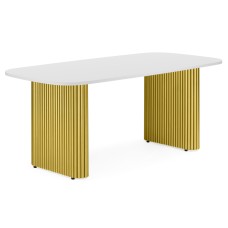 Стол деревянный Бавария B 180 х 90 белая пленка шагрень / золото