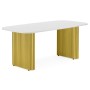 Стол деревянный Бавария B 180 х 90 белая пленка шагрень / золото
