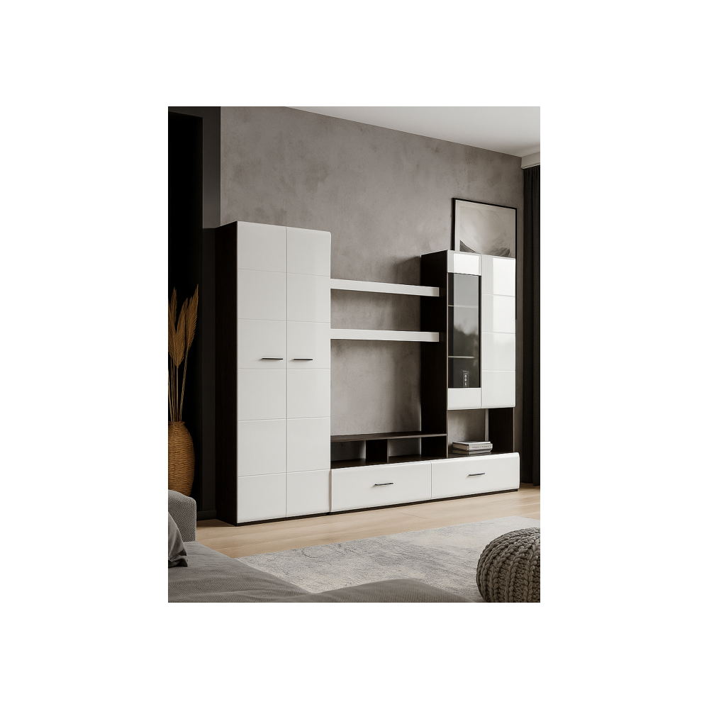 Готовая гостиная Jimenez дуб венге / белый глянец Готовая гостиная Jimenez дуб венге / белый глянец