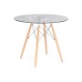 Стол стеклянный PT-151 80х80х76 clear glass / wood