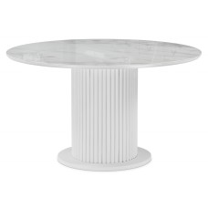 Стол стеклянный Фостер 120(160)х120х76 белый мрамор / белая шагрень / белый