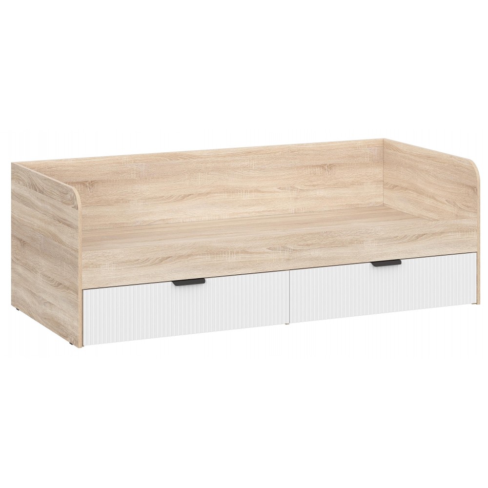 Кровать Стокгольм КРД03-90 90х200 дуб сонома / line софт пломбир Кровать Стокгольм КРД03-90 90х200 дуб сонома / line софт пломбир