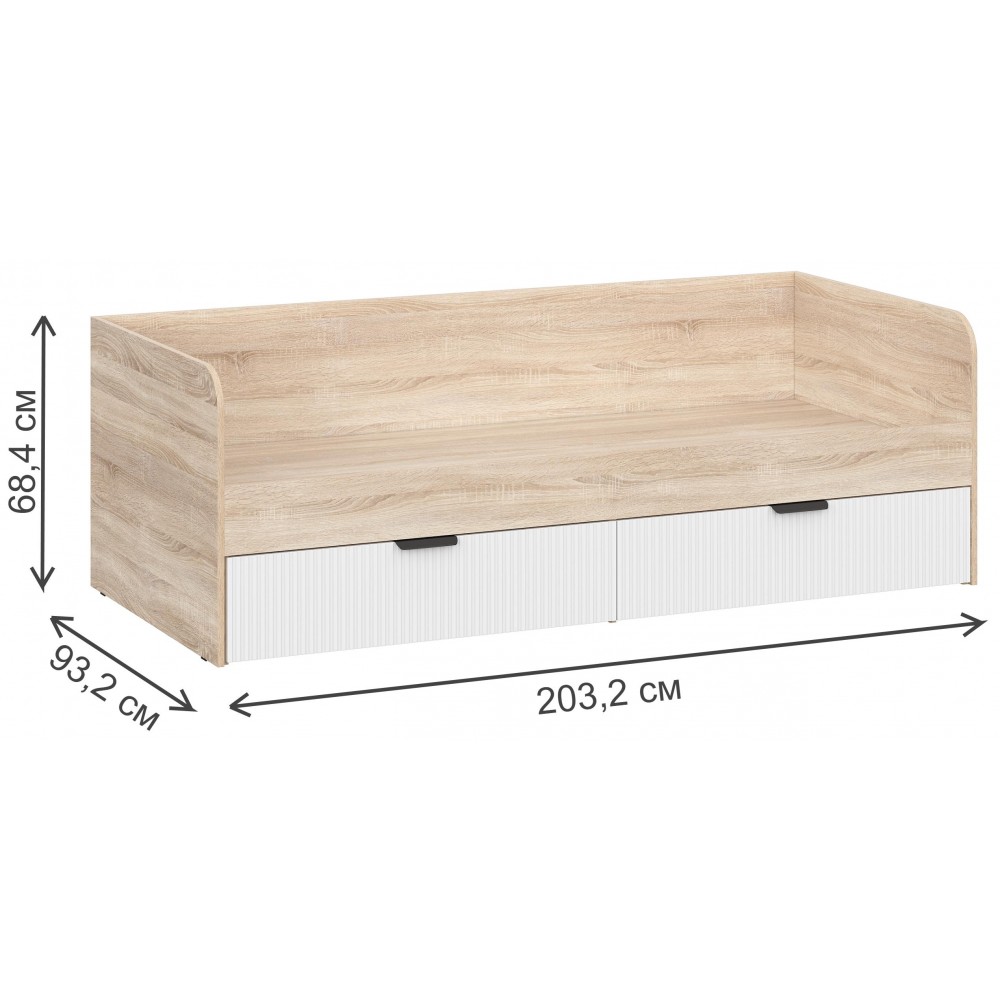 Кровать Стокгольм КРД03-90 90х200 дуб сонома / line софт пломбир Кровать Стокгольм КРД03-90 90х200 дуб сонома / line софт пломбир