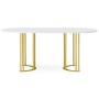 Стол деревянный Хьюго О 160 х 90 белая шагрень пленка / золотые ноги
