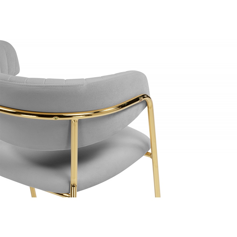 Стул на металлокаркасе Kamelia велюр светло-серый / золотой