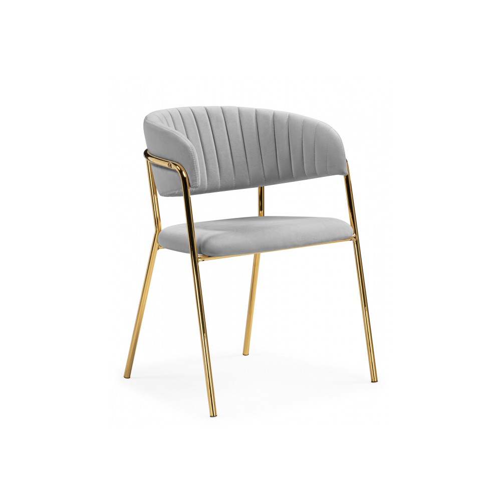 Стул на металлокаркасе Kamelia велюр светло-серый / золотой