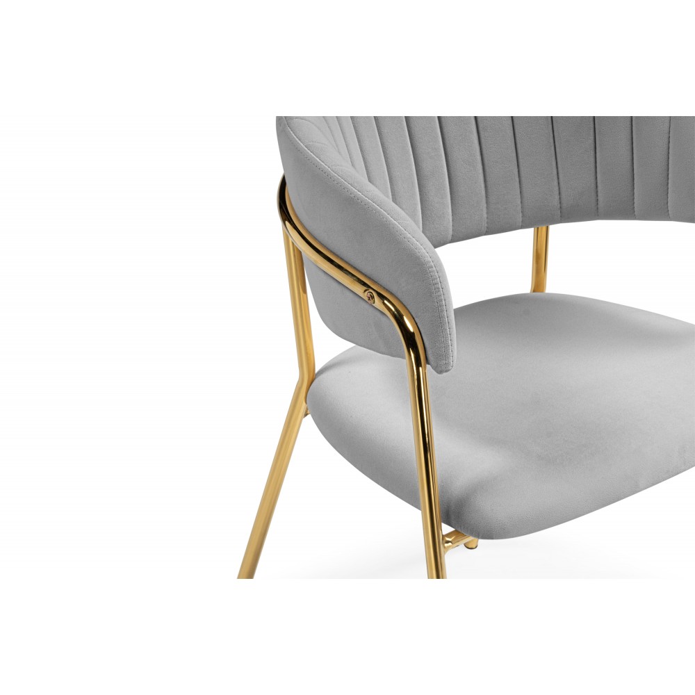 Стул на металлокаркасе Kamelia велюр светло-серый / золотой