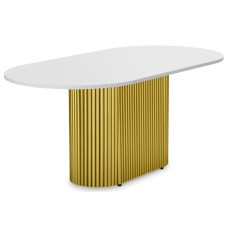 Стол деревянный Барон О 160 х 90 белая пленка шагрень / золотые ноги