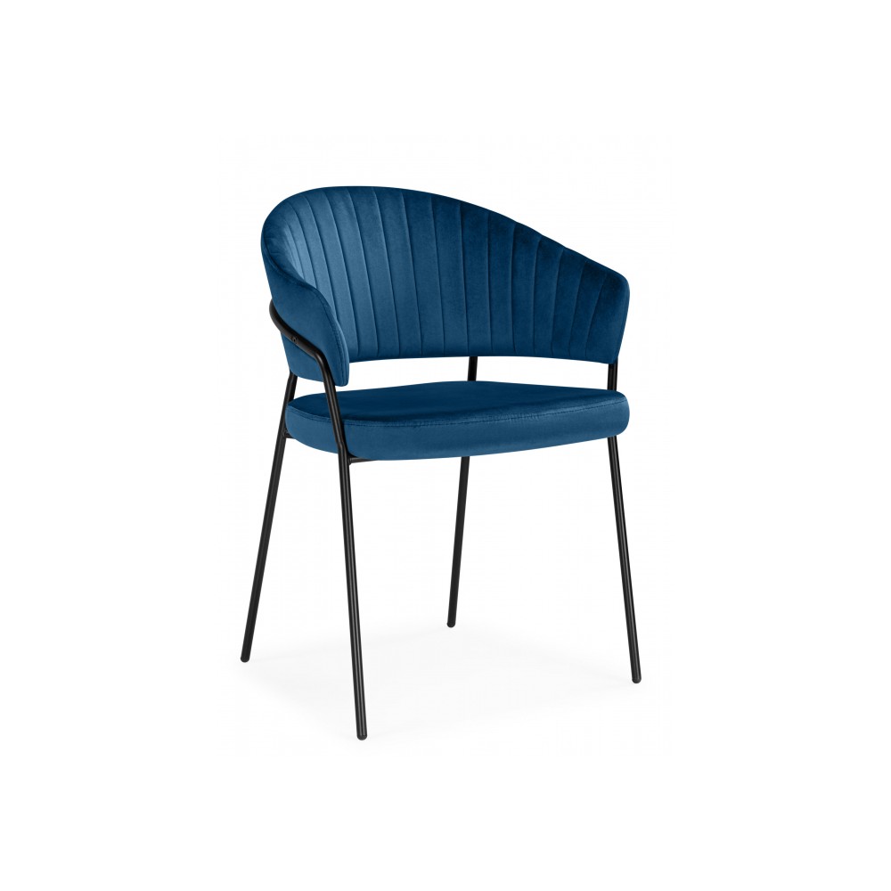 Стул на металлокаркасе Лео синий (H-58) / черный