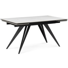 Керамический стол Дарвин 160(220)х89 белый мрамор snow white / черный