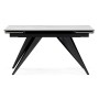 Керамический стол Дарвин 160(220)х89 белый мрамор snow white / черный