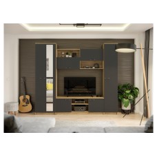 Готовая гостиная Бертелена дуб крафт серый / серый графит Готовая гостиная Бертелена дуб крафт серый / серый графит