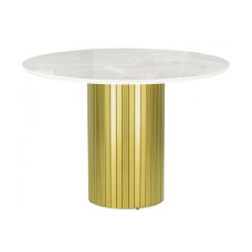 Керамический стол Гравент 110 onyx bianco soft satin / золотой