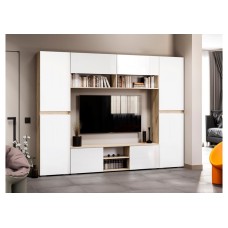 Готовая гостиная Алетра дуб крафт серый / глянец белый комплектация 3